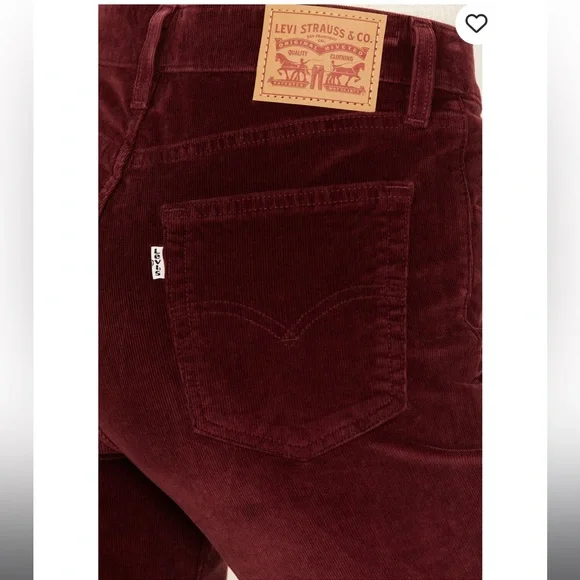 Women’s Levi’s 725 High Rise Corduroy Bootcut Pants Wine Burgundy Maroon 30 - Picture 4 of 8